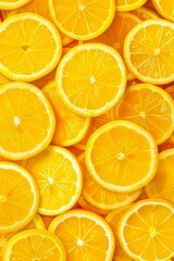 Wall Mural - A close up of many slices of oranges.