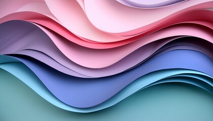 Canvas Print - colorful abstract gradient background wavy pastel rainbow colors blue pink purple multi color layered paper wave texture