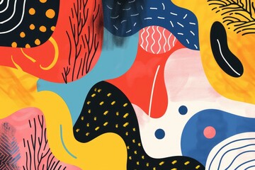 Leinwandbilder - a colorful abstract background with a lot of shapes, whimsical abstract background with playful shapes