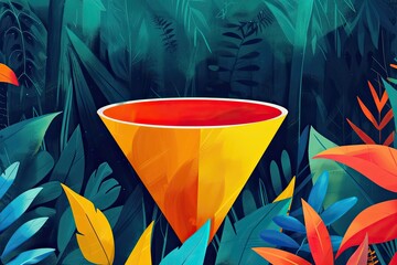 Leinwandbilder - a spiral vortex with a red and orange swirl, Bold artwork of sales funnel displaying conversion process