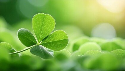 Sticker - a macro shot of a clover leaf with a soft focus green background emphasizing the intricate natural patterns and textures of the leaf creating a serene and detailed nature scene