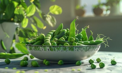 Wall Mural - Fresh green beans and peas