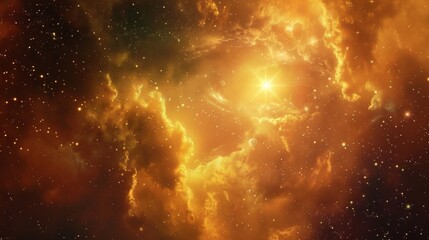 Wall Mural - A yellow star is shining in the middle of a cloudy sky