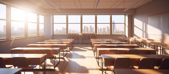 Wall Mural - Empty Classroom with Sunny View