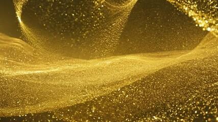 Poster - Golden glitter particles swirl and dance, creating a shimmering, abstract pattern.