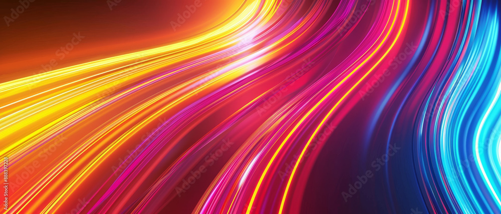 Abstract, vibrant streaks of light in bold colors creating a dynamic ...