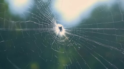 spider web with dew drops