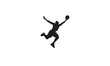 © ab - a vector of a man jumping to hold a basketball in his hand black design flat on white background