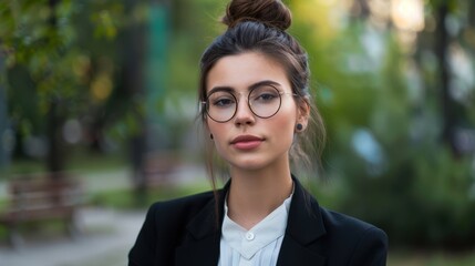 Wall Mural - The woman in glasses