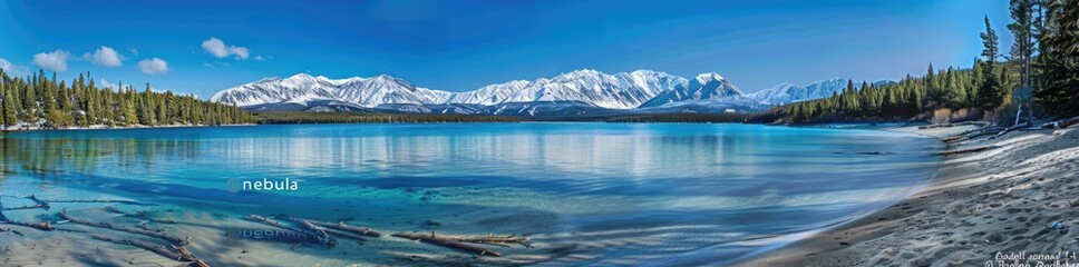 Poster - Serene Mountain Lake Landscape with Clear Blue Waters