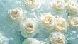 © Ziyan - White roses inside in water on a white background. Flowers is under the water with acrylic blue paints.