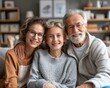 © pisan - Happy Family Portrait Grandparents, Parents, and Children Smiling Together, Embracing Family Bonds and Celebrating Togetherness, A Symbol of Love and Generational Connection