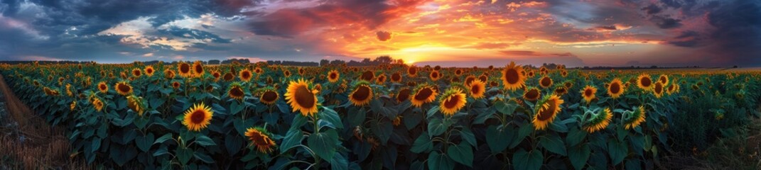 Poster - Sunflowers Field at Sunset