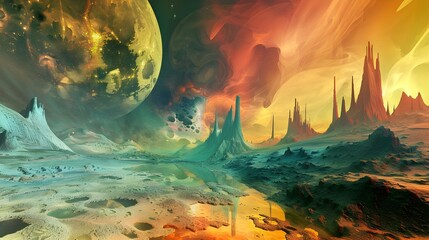 dreamlike abstract background with surreal landscape