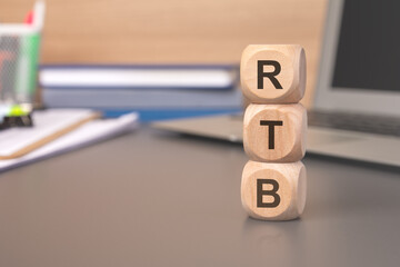 Wall Mural - RTB alphabet letters on 3d wooden blocks