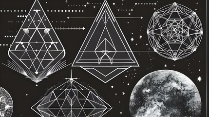 Sacred geometry symbols and elements set