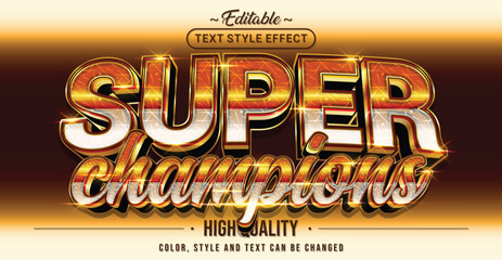 Wall Mural - editable text style effect - super champions text style theme.