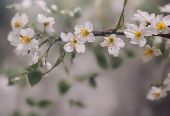 Wall Mural - Creeper with spring season flowers isolated on transparent background