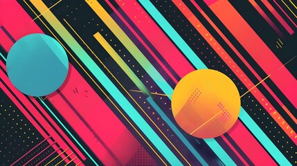 Simple abstract retro design in 80s style with colorful shapes