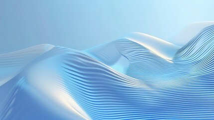 Wall Mural - 3D rendering of an abstract modern minimal wallpaper with glowing wavy lines over a blue background