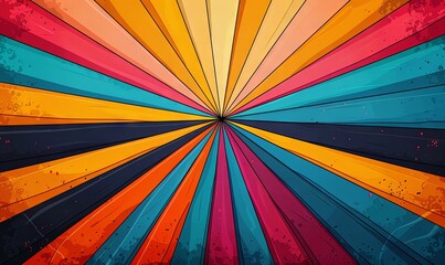 Wall Mural - Vibrant comic book-style radial lines