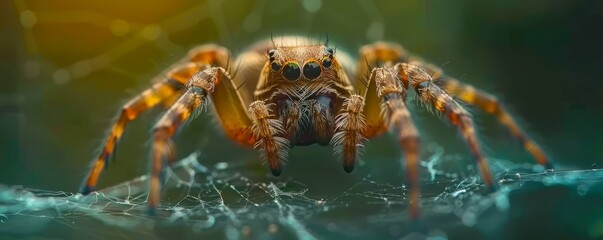 A close-up of a spider on its web.