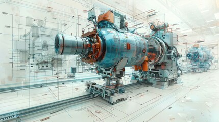 Wall Mural - Industrial Machinery and Engineering Design