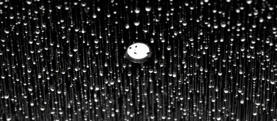 Wall Mural - Water Drops on a Black Surface