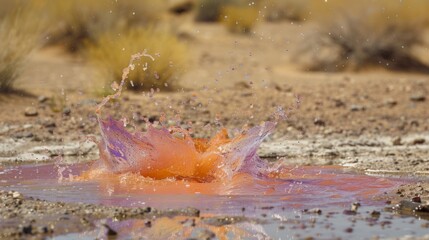 Wall Mural - water jet in a desert environment, highlighting the rarity of water in this arid environment. generative ai