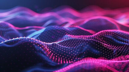 Wall Mural - Vector illustration of a wave pattern with abstract digital particles background Future technology concept