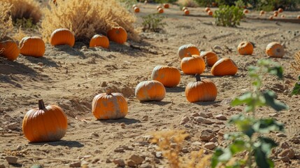 Wall Mural - Pumpkin seeds in a garden in a desert environment, showing growing techniques in arid climates. generative ai