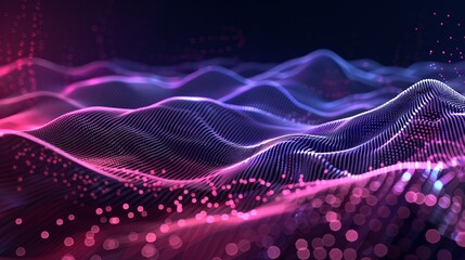 Wall Mural - Vector illustration of a wave pattern with abstract digital particles background Future technology concept