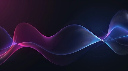 Wall Mural - Vector illustration of smooth waves on a dark background designed with a purple and blue gradient transition