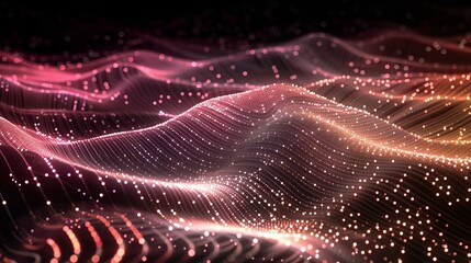 Wall Mural - Vector illustration of a wave pattern with abstract digital particles background Future technology concept