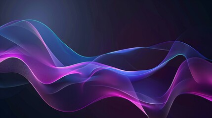 Wall Mural - Vector illustration of smooth waves on a dark background designed with a purple and blue gradient transition