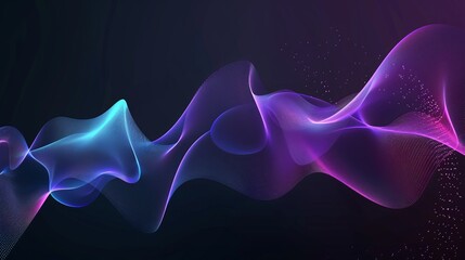 Wall Mural - Vector illustration of smooth waves on a dark background designed with a purple and blue gradient transition