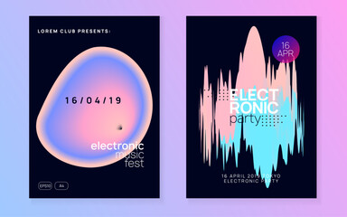 Wall Mural - Dance Fest. Cool Electro Banner. Modern Glitch For Presentation. Dynamic Background For Brochure Shape. Trance And Discotheque Layout. Pink And Blue Dance Fest