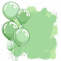 Wall Mural - green background with balloons,Green Birthday Tamplat