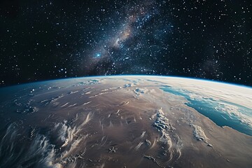 Earth from Space with the Milky Way