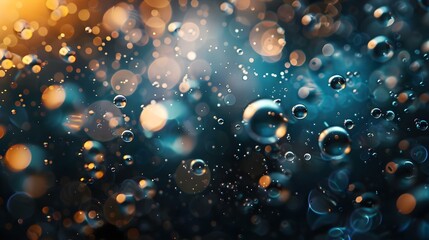 Abstract background with water bubble drops and bokeh