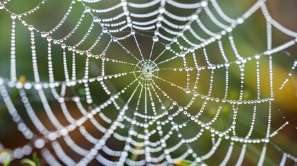 Spider web with water droplets