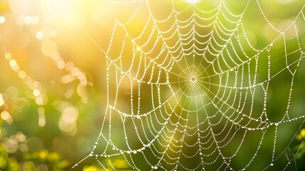 Spider web with water droplets