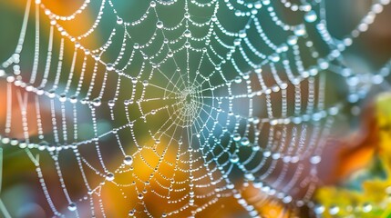 Spider web with water droplets