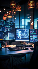 modern multi-screen computer setup showcasing advanced coding and software development