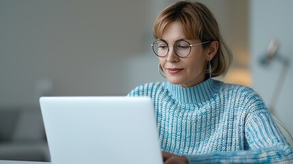 Hands of a businesswoman typing on a laptop during a virtual meeting, with a focus on remote work and digital communication tools. Height Resolution Photo, , Minimalism,