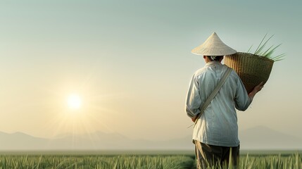 Wall Mural - Engaging illustration showcasing farmers using natural farming methods and indigenous knowledge to sustainably manage agricultural resources. Height Resolution Photo, , Minimalism,