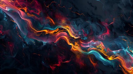 Wall Mural - abstract waves of neon-colored liquids forming a futuristic background. abstract swirls of colorful 
