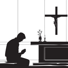 Wall Mural - silhouette of a person in a church