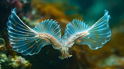 Wall Mural - Close-up of a tubeworm underwater with open wings