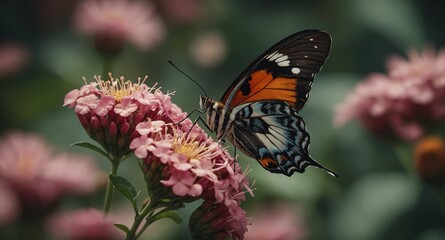 Wall Mural - butterfly on flower background